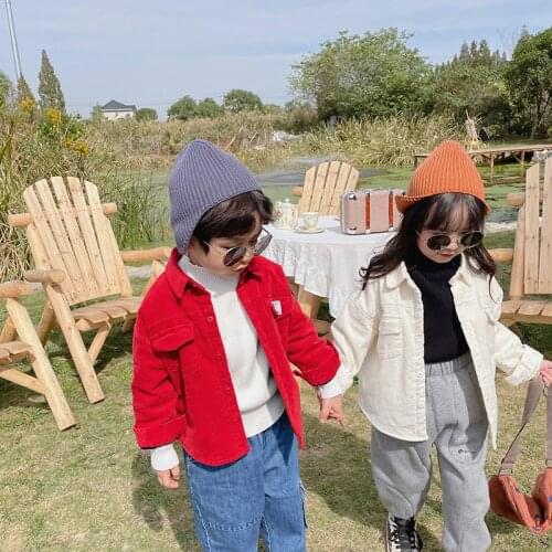 Kids Clothing Autumn Winter New Baby Boys and Girls Corduroy Jackets Baby Casual Plus Velvet Thick Shirt Coats Child Outerwear