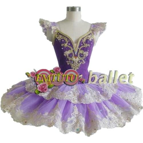Adult Vintage Professional Ballet Tutus Purple Gold Custom Made Classical Ballet Tutu Skirt Pancake Ballet Costume Ballet Dress