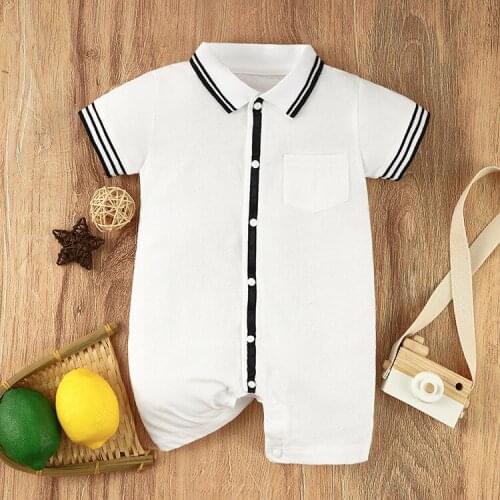 Foreign trade baby cotton bag fart clothes summer new style childrens romper one-year-old baby gentleman one-piece white