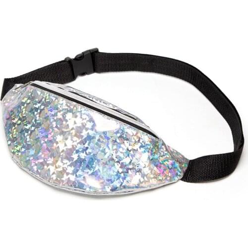 New Waterproof Waist Bag Sports Lady Phone Crossbody Bag PU Leather Laser Zipper Chest Bag Wallet Travel Organizer