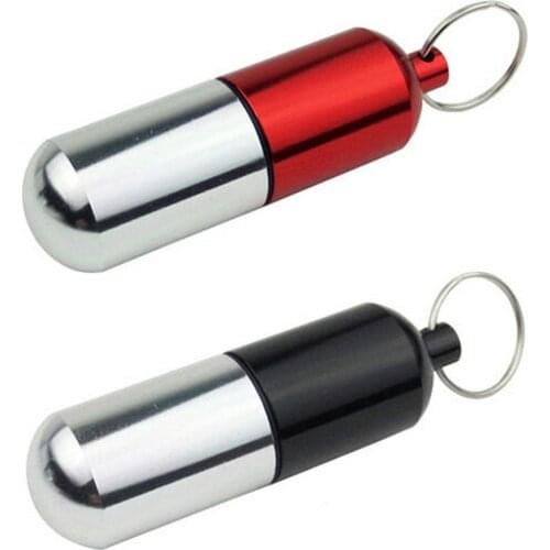 Waterproof Mini Aluminum Medicine Pill Box Bottle Holder Container Keychain