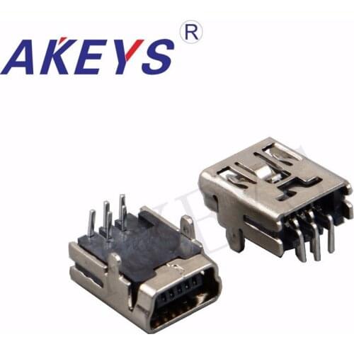 20PCS USB MINI5P insert wholely HW-MU-5F-20 plug-in components MINI USB 5PIN,F 90 degree double pin