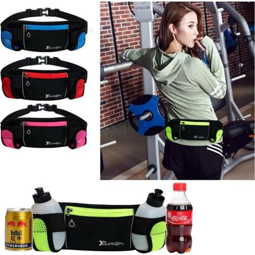 WAKYME Men Women Running Waist Bag Marathon Running Bag Outdoor Riding Gym Fitness With Water Bottle Phone Sport Belt Waist Bags