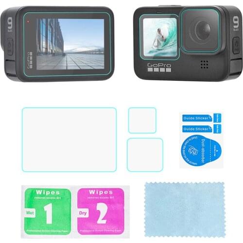 Lens Protection Film Protective Tempered Glass Screen Protector 2 Sets for GoPro Hero 9 Black for Gopro 9 Camera Accessories