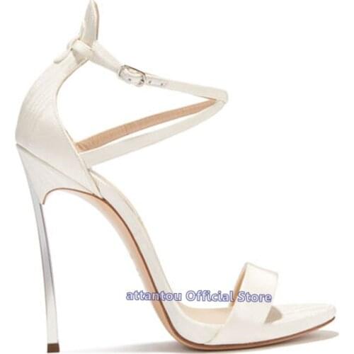 2020 Summer fashion concise patent leather narrow band cross straps ankle wrap platform sandals Woman thin high heel dress shoes