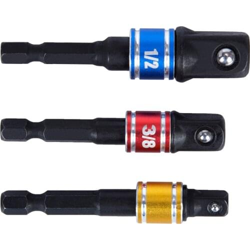 1pc Drill Socket Adapter 1/4" 3/8" 1/2" Hex Shank Screwdriver Extension Bar Impact Nut Driver Socket Bits
