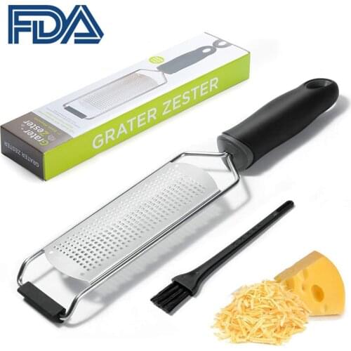 1Pcs Stainless Steel Cheese Grater Upgrade Lemon Zester WIth Brush Protect Cover Gift Box For Chocolate Coconut Ginger Grater