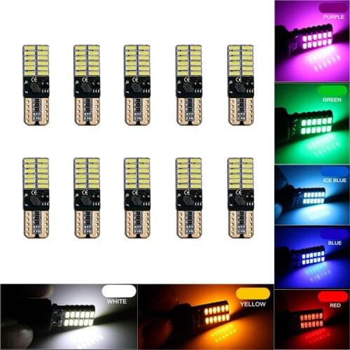 10pcs LED light t10 w5w led canbus no error 12v 24v 194 24smd super bright clearance lights universal led interior car lights