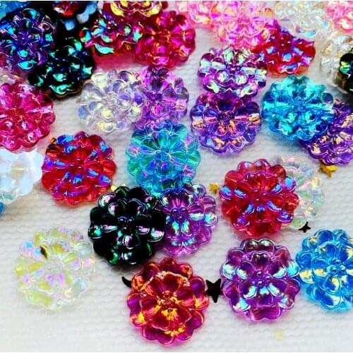 20mm 40pcs AB colour flower, 3D crystal flowe rhinestone applique wedding decoration flatback rhinestone DIY accessories