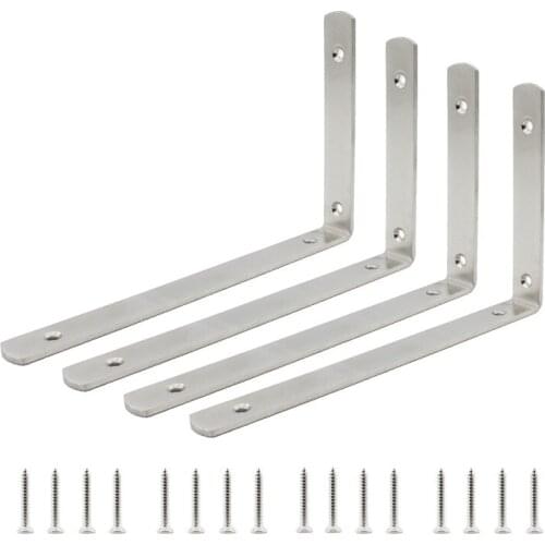 4PCS Corner Shelf Bracket,Heavy Duty Stainless Steel L Bracket Corner Brace,Right Joint Angle Brackets Hardware 250x150x4mm