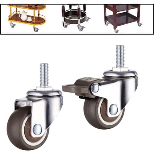 4Pcs Universal 360° Swivel Caster Wheels Silent Rubber Rollers with Threaded Stem for Furniture Chair Shopping Cart Trolley