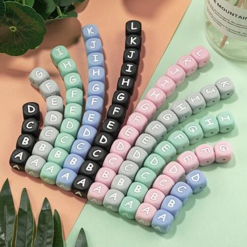 TYRY.HU 50/100Pcs Silicone Alphabet Letter Beads Silicone Beads Food Grade BPA-Free Baby Teething Toy Pacifier Chain Accessories