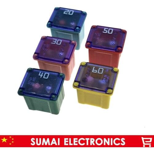 5 models 20A to 60A Original rectangle small type Auto fuse,automobile fuses for Honda Toyota Nissan GM etc