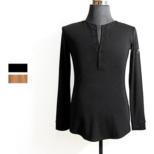 Ballroom Latin Dance Top MenS Soft Modal Long Sleeve Shirt Male Competition Costume Salsa Tango Samba Practice Clothing VDB2574