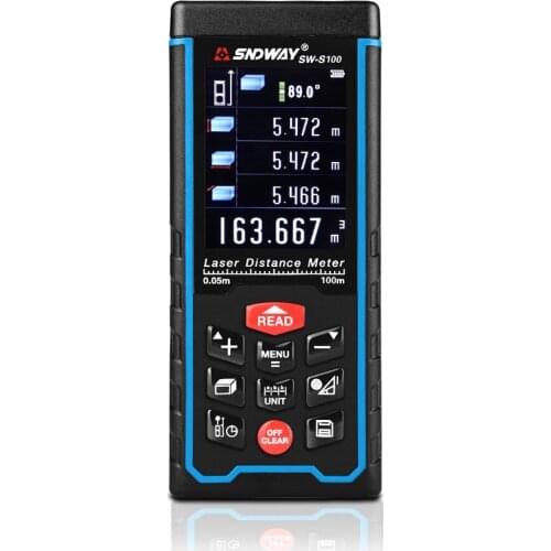 High accurate Digital Laser rangefinder 100M laser distance meter Angle Area Volume tester tools with Color LCD display