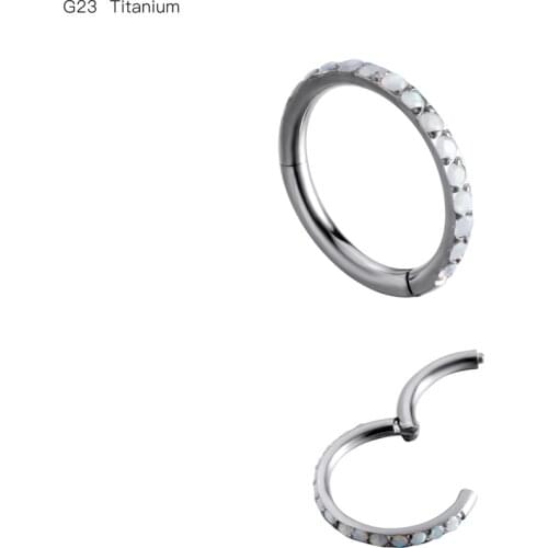 10pcs/Lot G23 Titanium Opal Seamless Hinged Segment Ring Clicker Ear Cartilage Helix Tragus Nose Hoop Septum Shine 16Gx8 New