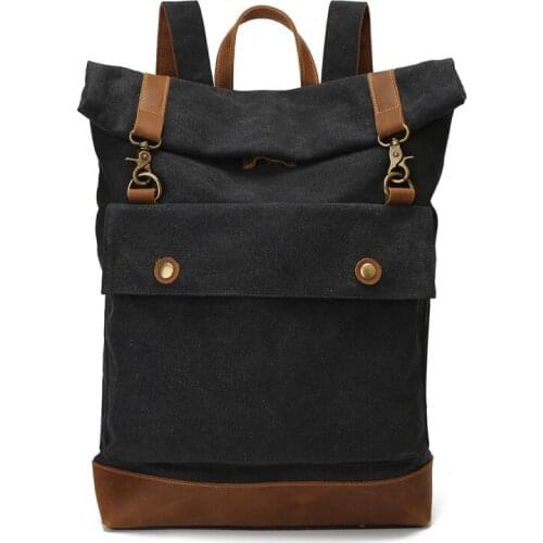 Fashion Canvas Backpacks Large Capacity Black Rucksacks Laptop Bags Male Business Shoulder Bag Mochila Mens Bookbag