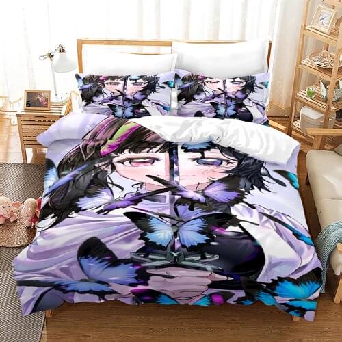 Demon Slayer Bedding Set Single Twin Full Queen King Size Demon Slayer Bed Set Children Kid Bedroom Duvetcover Sets 3D Print 033