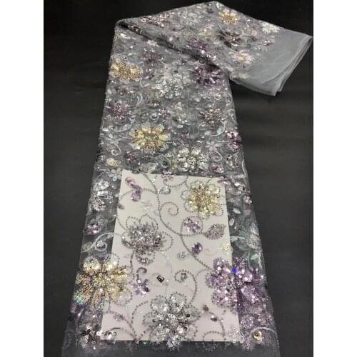 New Style French Net Lace Fabric with sequins S-6186815 African Tulle Mesh Lace Fabric High Quality African Lace Fabric