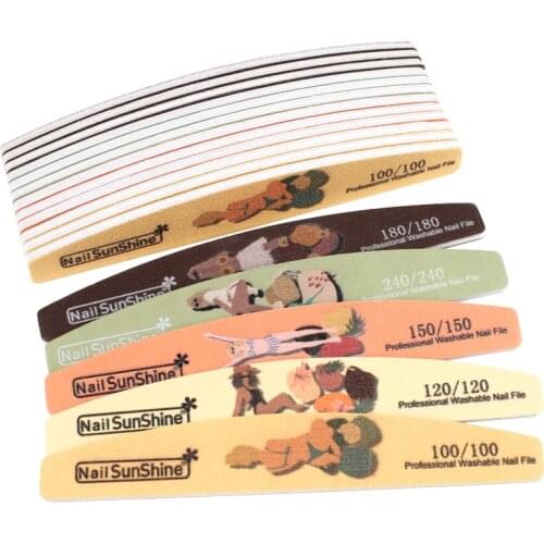 25Pcs/50Pcs Half Moon Nail Art Files 100/180 Colorful Sandpaper Sanding Stick Emery Board Manicure Tool Grinding Nail Supply