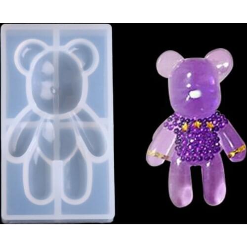 Transparent Silicone Pendant Mould Resin Bear Shape DIY Jewelry Making Tool Fondant Cake