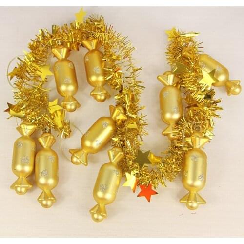 Christmas decorations, Christmas pendants, window decorations, Christmas painted gold-plated candy pendants, hanging strings