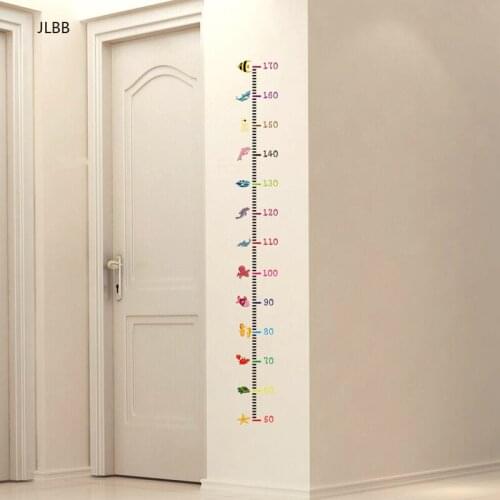 Cartoon seabed animals Height Measure Wall Stickers Home Decor DIY Simple Chart Ruler Decoration For Kids Rooms Decals Wall Art