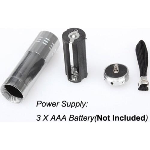 Silver Alloy Mini Flashlight 9 LED Small Hand Torch Light Tools XIN-Shipping