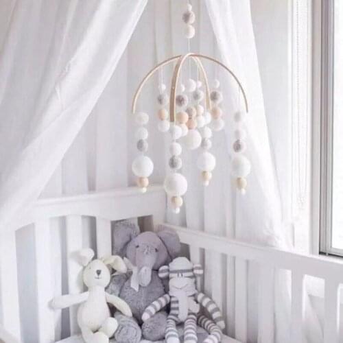 Nordic Handmade Felt Ball Wind Chimes for Kids Girls Room Decor Baby Bed Hanging Ornaments Nursery Home Decorations Wood Crafts