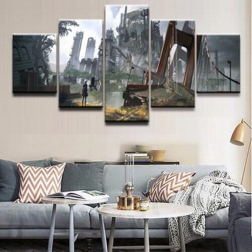 5 Pieces Nier Automata Modern Canvas Hd Printed Poster Painting Wall Art Anime Modular Pictures For Living Room Home Decoration