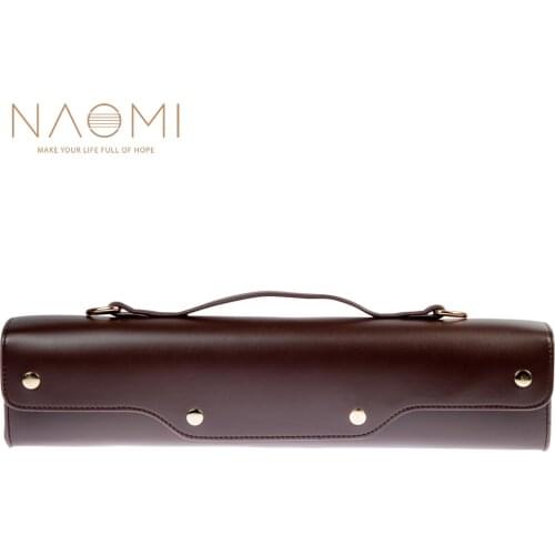 NAOMI Flute Gig Bag Portable Flute Storage Bag Container Musical Instrument Accessories Coffee Color Leather Bag