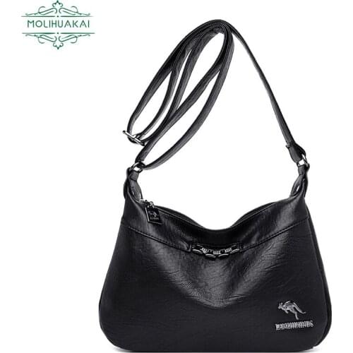 Ladies Retro Soft Leather Messenger Bag Designer Luxury Handbag Femme Casual Large Capacity Shoulder Bag Anti Theft Sac A Main