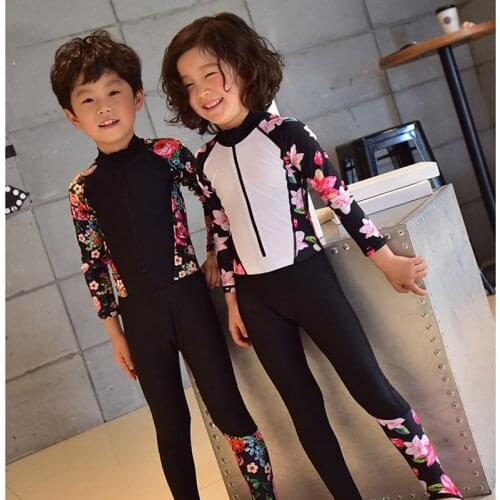 Y574 child girl boy swimwear 2020 new floral printing lovely boy swimming suit wetsuit beach wear pool play fun sprotswear