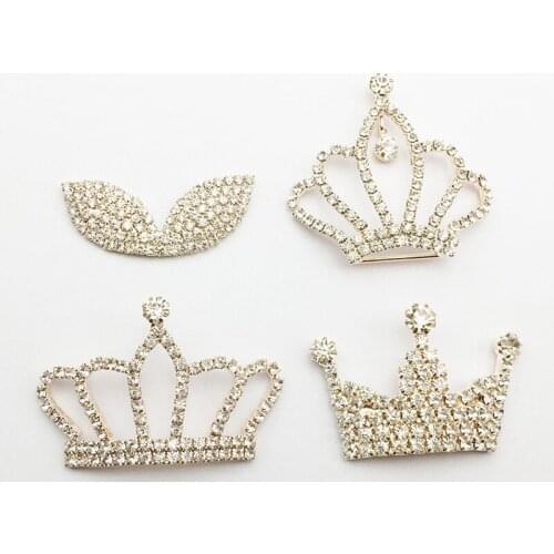 50pcs Strass Jewelry Charms Rhinestone Buckle Hair Accessories Princess Crown Crystal Wedding Brides Hairpin Invitation Decor