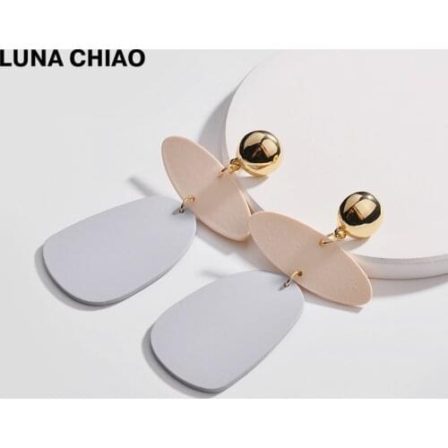 LUNA CHIAO Fashion Lacuered Colored Block Geometric Drop Statement Acrylic Earrings for Women