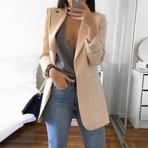Women Blazer Casual Long Sleeve Slim Jackets Blazers Loose Slim Lady Suit Jacket Lapel Coat Womens Autumn Formal Blazers