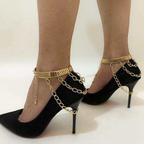 1Pcs Women Girls Fashion Multi-layer Chain High Heel Shoe Simple Chain Decoration