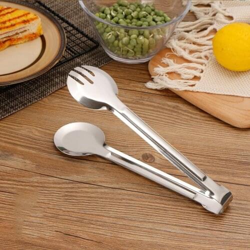 1pc Food Serving Tongs Stainless Steel Simple Baking Tongs Cooking Tongs For Kitchen BBQ Tools Accessories