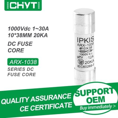 Free Shipping CHYT Low Voltage 10PCS 10x38mm gPV PV DC Fusible Link 1000V 30A Fuse Core for Solar System Protection