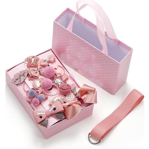 18pcs Children Hair Clip Girl Gift Headwear Boxed Hairpin Hair Rope Accessories Hair Ring Circle Kid Lovely Rubber Band