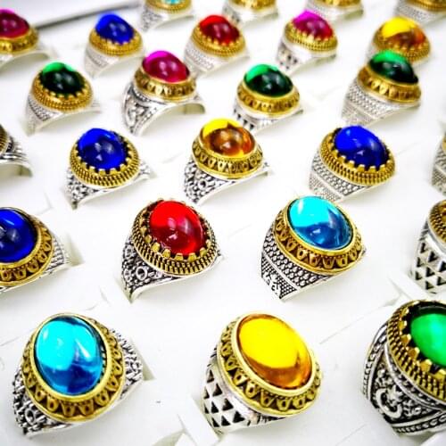 20Pcs Women Rings / Men Ring Lots Fashion Colored Crystal Jewelry Wholesale Accessories Bulks Packs RL4172