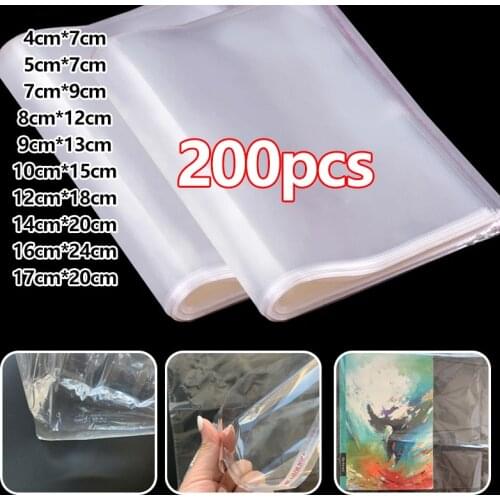 200 PCS Transparent Self-Adhesive Packing Bags Clear Plastic Cellophane Packing Gift OPP Storage Bag