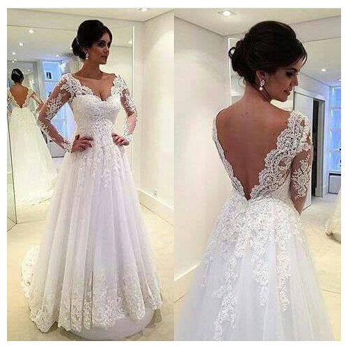 2018 Real Sample deep v-neck Charming Applique Cap Sleeves Sexy backless Fast Shipping bridal gown mother of the bride dresses