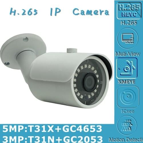 3/5MP IP Metal Bullet Camera Outdoor IP66 T31N+GC2053 2304*1296 T31X+GC4653 2592*1904 Onvif Motion Detection 18 LEDsIRC Raidator