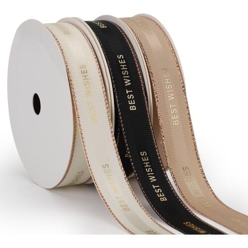 5 Meters Wrapping Ribbon Grosgrain 15MM DIY Handmade Gift Wrapping Ribbon Bouquet Ribbons Threaded handmade Ribbon BEST WISHES