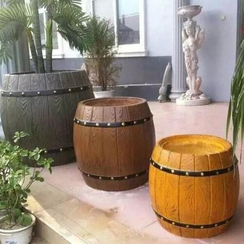 50cm (19.68in) GRC Durable Home Gardening Bottom Casting Bonsai DIY Round Syntactic Wood Beer Barral Concrete Flower Pot Mold