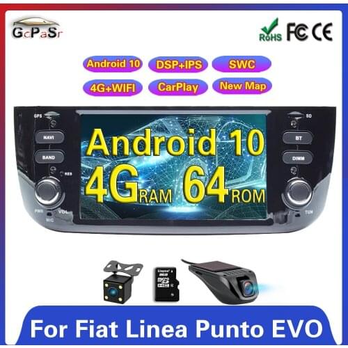 4G+64G PX5 DSP IPS Android 10.0 Car DVD Player Stereo for Fiat/Linea/Punto evo 2012-2015 Multimedia GPS Navigation Head Unit