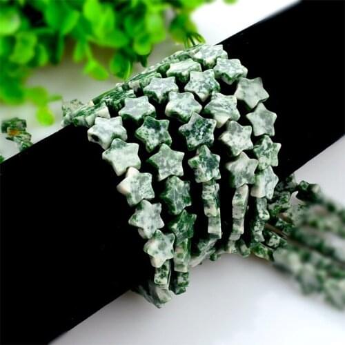 32pcs/lot 12mm Green Color Natural Stone Star Beads Loose Spacer Strand Beads for DIY Necklaces Bracelets Jewelry Making