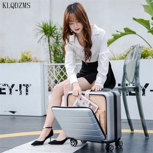 KLQDZMS PC Trolley Luggage Cabin Rolling Bag Personalized 18 Inch ABS Business Travel Suitcase Young People