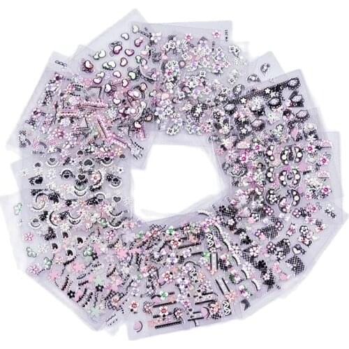 30Sheets Pink White Lace Flowers 3D Nail Art Stickers Charm Self-Adhesive Wraps Sticker Decal For Manicure Nails Decorations 7/8